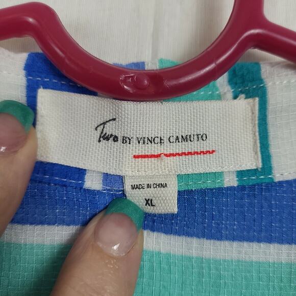 Turo By Vince Camuto Womens Multicolor Striped Sleeveless Swimset Cover Size XL - Picture 6 of 10